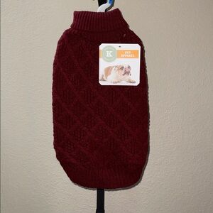 Kensington Kennel Club Burgundy Dog Diamond Cable Knit Sweater Size L